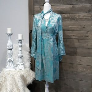 NANETTE LEPORE SILK BLUE & SILVER DRESS